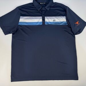 Travis Mathew Texas Golf Club Cabana Chest Stripe Polo Mens L Blue Performance